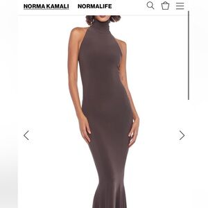 Norma Kamali BLACK Fishtail Turtleneck Halter Dress